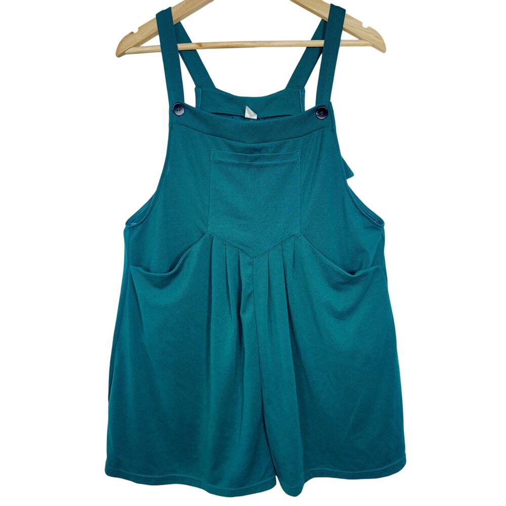 NEW Halara Emerald Green Pleated Overall Romper Shortalls Womens Size L Large